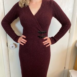 Moda International Burgundy Long Sleeve Dress